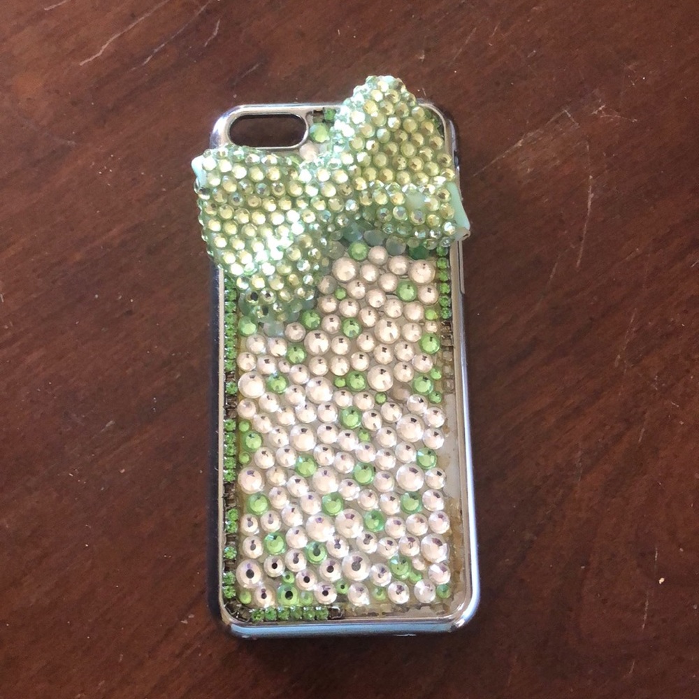 Green and white bling cell phone holder iPhone 6.